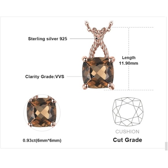 10k 925 Chocolate Diamond Quartz Pendant Necklace - Picture 11 of 11